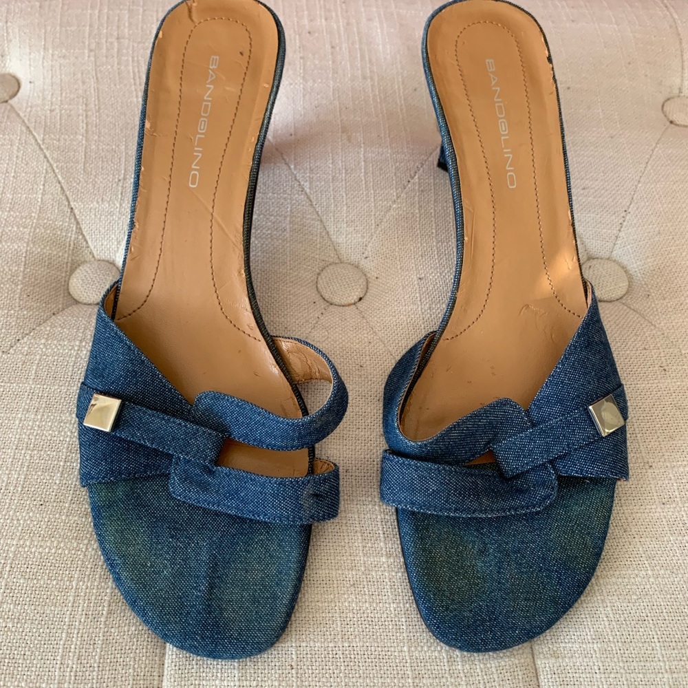 Bandolino Denim Blue Mules with Silver Accents